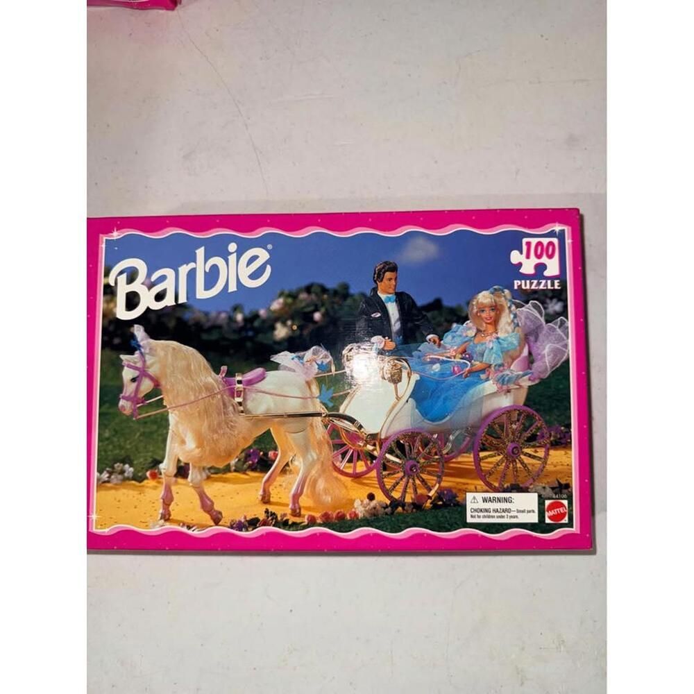 SEALED Barbie Cinderella Carriage 100 Piece Puzzle Mattel‎ Vintage